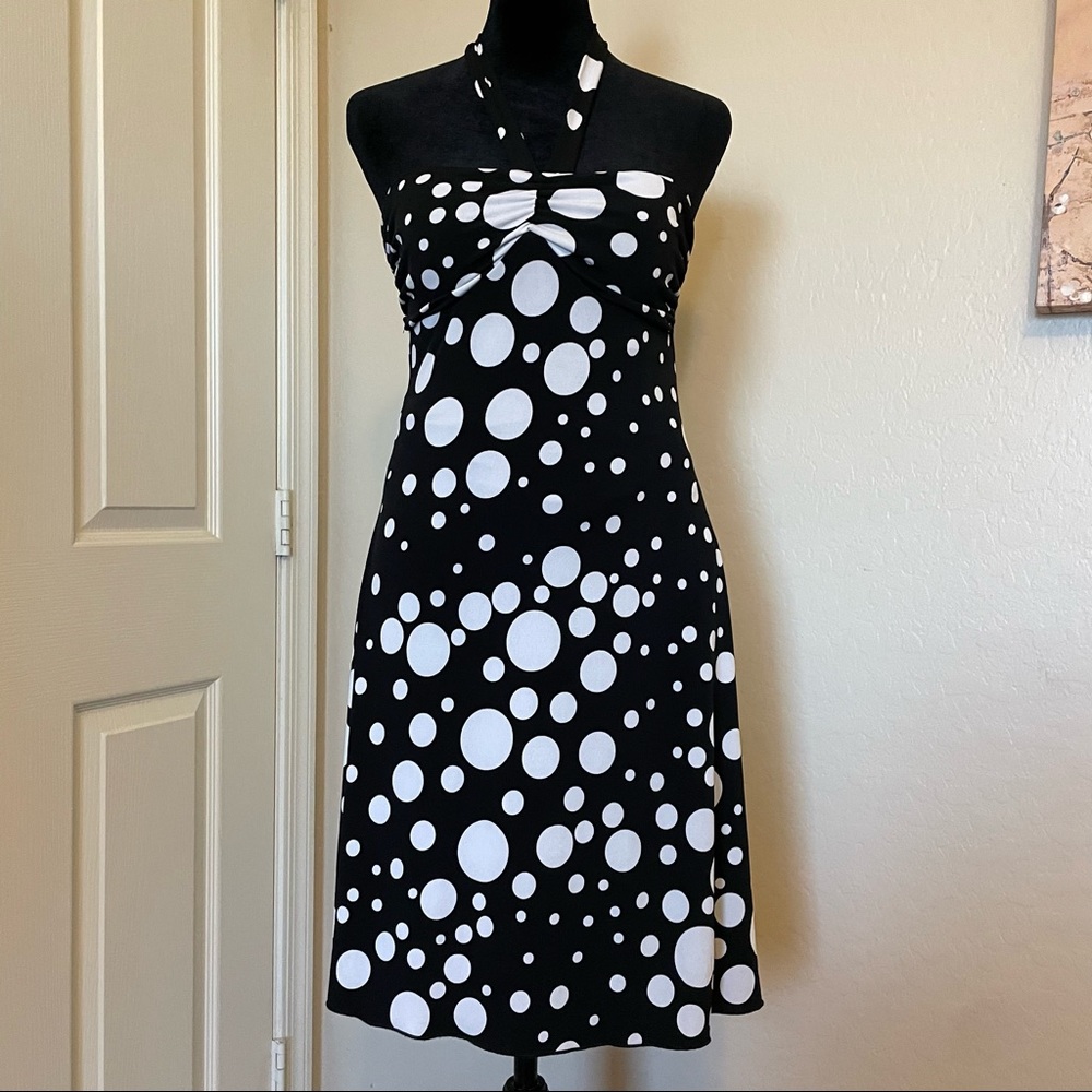 IZ Byer Junior's Dress Halter Retro Polka DOT Tulle Black size Medium